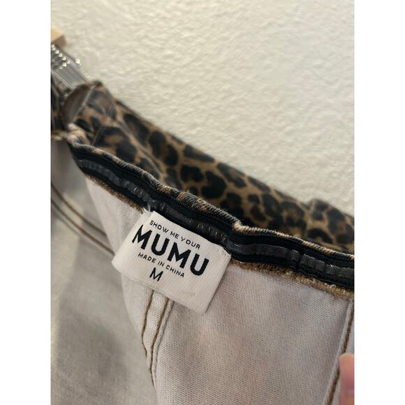 Show Me Your Mumu Sante Fe Jumpsuit in Leopard Latte Denim M - Picture 5 of 7